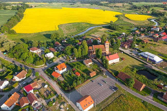 Bartag, panorama wsi. EU, PL, warm-maz. Lotnicze.
